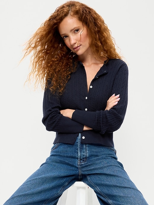 Image number 3 showing, SoSoft Cotton Crew-Neck Cardigan Sweater