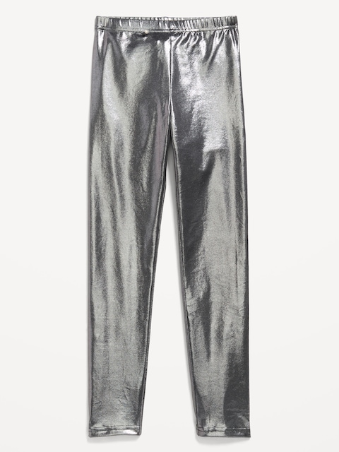 Shiny Foil Print Leggings for Girls