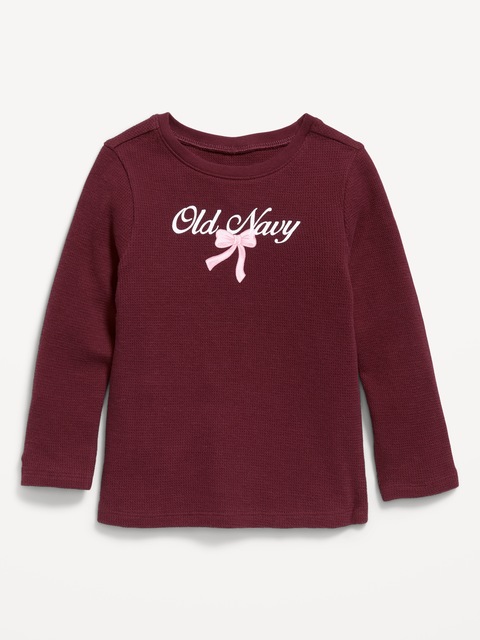 Long-Sleeve Logo Graphic Waffle-Knit T-Shirt for Toddler Girls