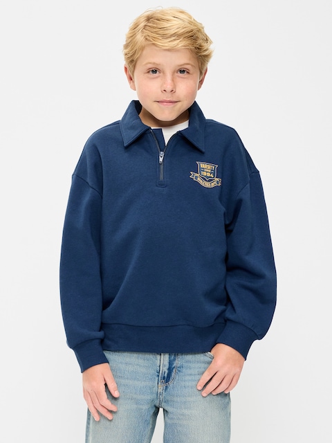 Oversized Collared Fleece Quarter-Zip for Boys