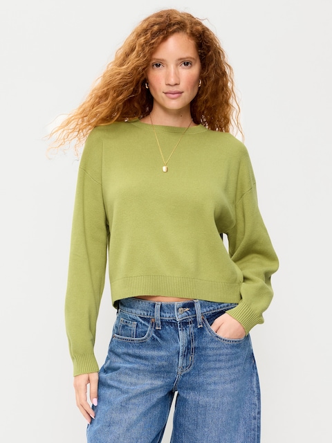 SoSoft Cotton Crew-Neck Cropped Sweater