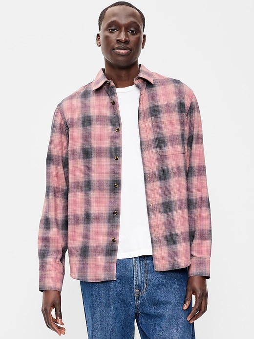 Image number 1 showing, Relaxed Long-Sleeve Plaid Flannel Pocket Shirt