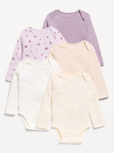 Long-Sleeve Bodysuit 5-Pack for Baby