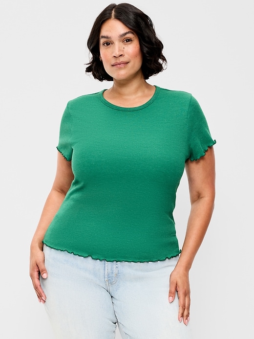 L'image numéro 6 présente T-shirt ajusté court en tricot gaufré