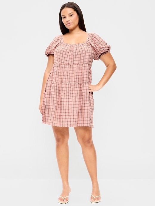 Image number 7 showing, Puff-Sleeve Smocked Mini Swing Dress