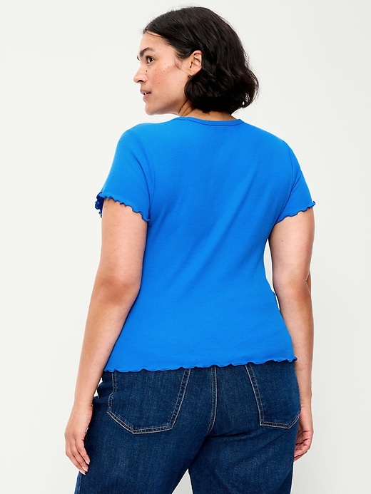 Image number 9 showing, Fitted Waffle-Knit Cropped T-Shirt