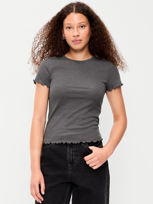 L'image numéro 1 présente T-shirt ajusté court en tricot gaufré