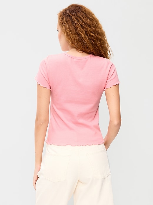 Image number 2 showing, Fitted Waffle-Knit Cropped T-Shirt
