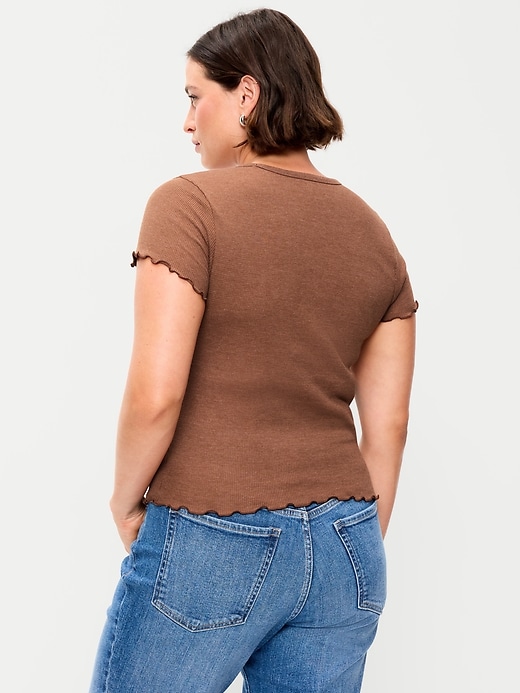 Image number 7 showing, Fitted Waffle-Knit Cropped T-Shirt
