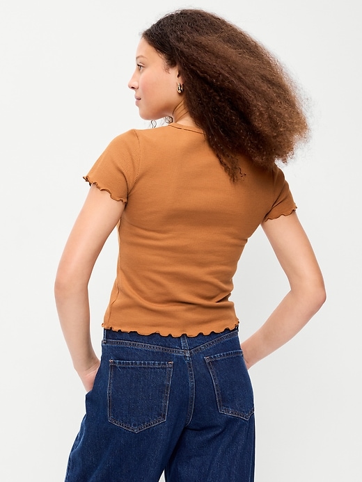Image number 2 showing, Fitted Waffle-Knit Cropped T-Shirt