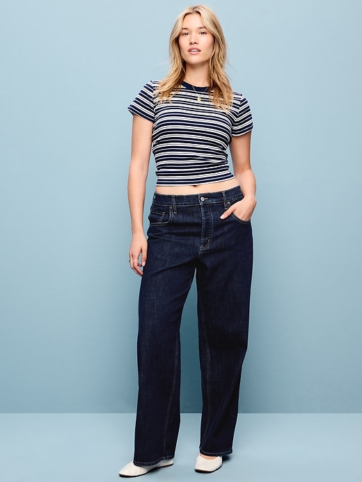 Image number 1 showing, Mid-Rise Slouchy Wide-Leg Jeans