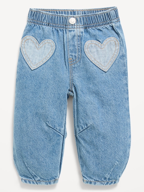 Super Baggy Heart-Pocket Barrel-Leg Jeans for Baby