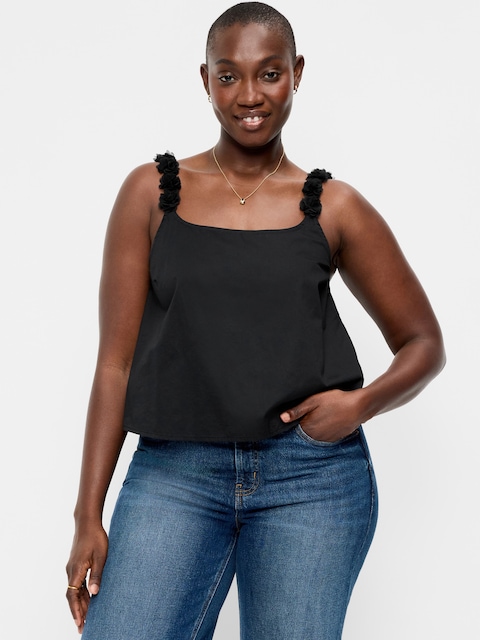 Rosette-Strap Tank Top