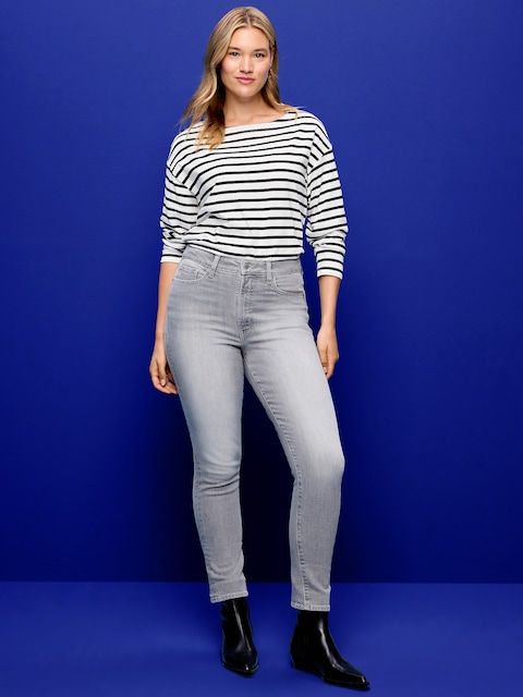 JEAN OG DROIT À TAILLE HAUTE LONGUEUR CHEVILLE