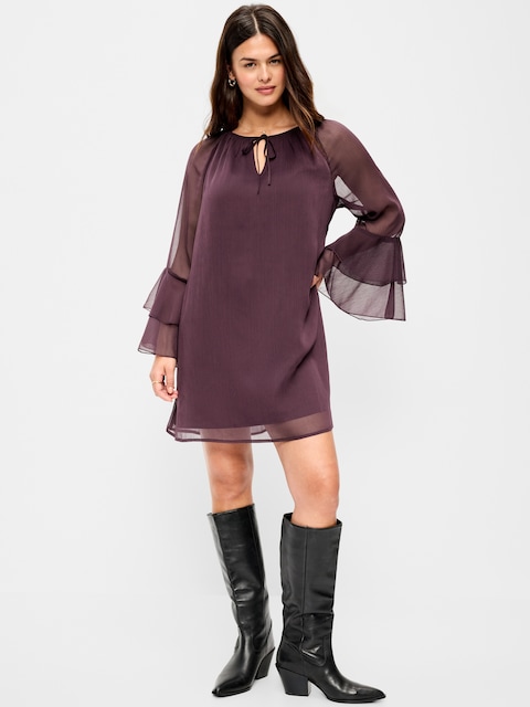 Bell-Sleeve Boho Mini Dress