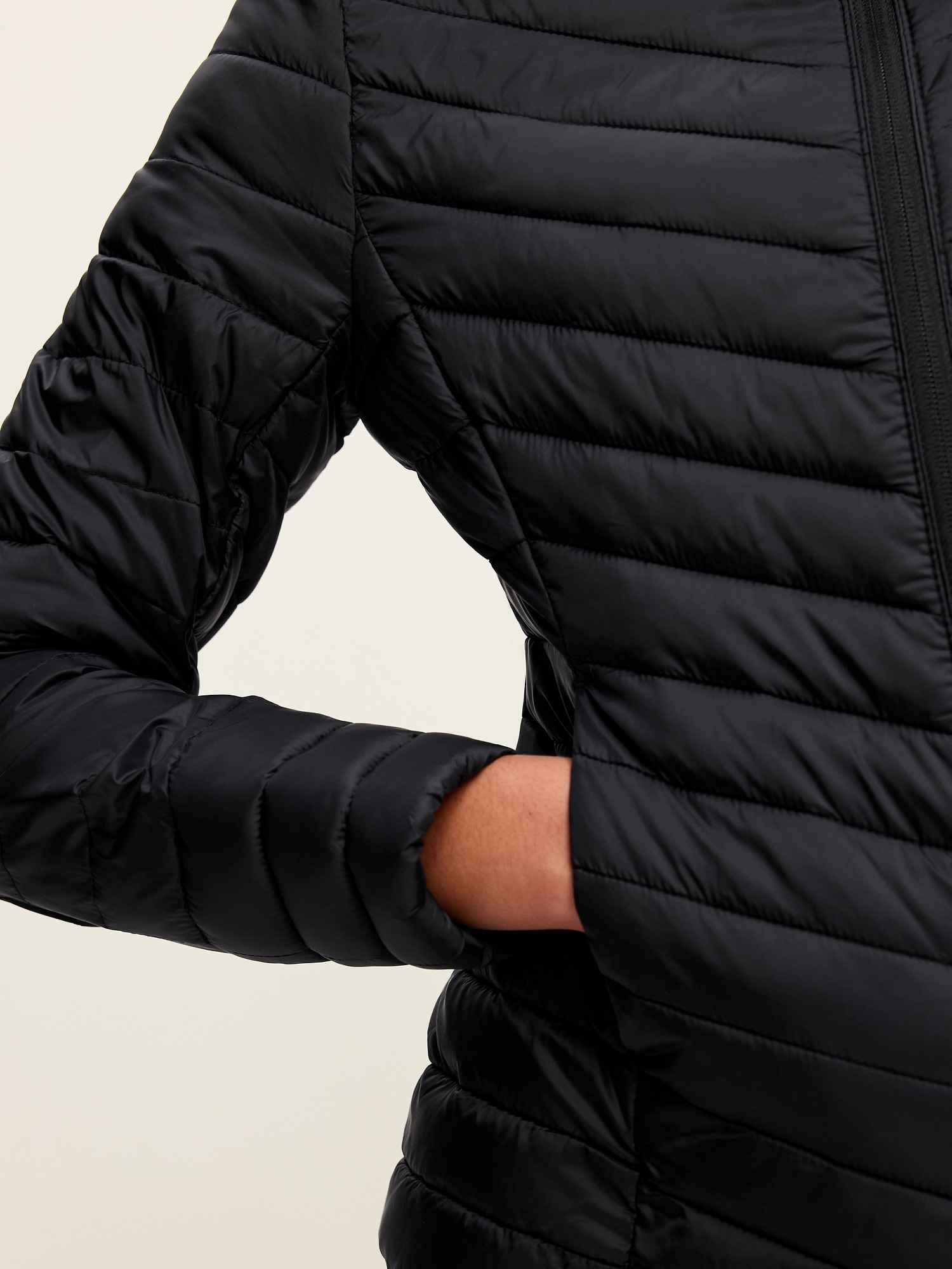 Long-Sleeve Chevron Puffer Jacket