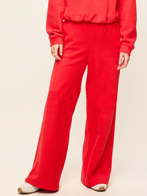 PANTALON EN MICROMOLLETON À JAMBE ULTRA-LARGE À TAILLE TRÈS HAUTE