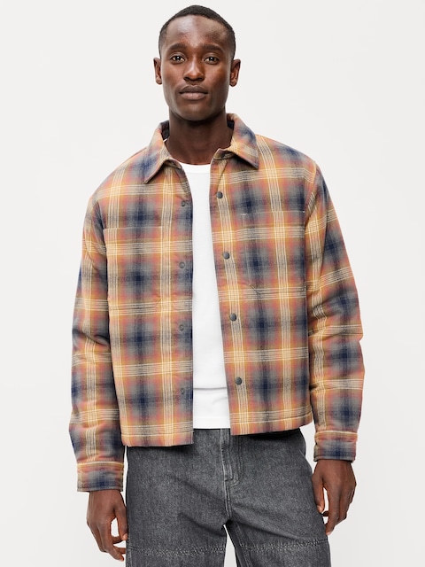 Cropped Insulated Flannel Shacket