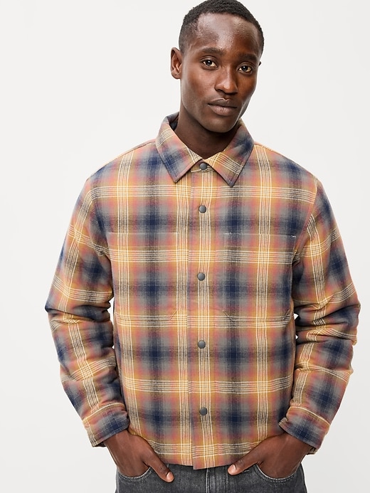 Image number 5 showing, Cropped Insulated Flannel Shacket