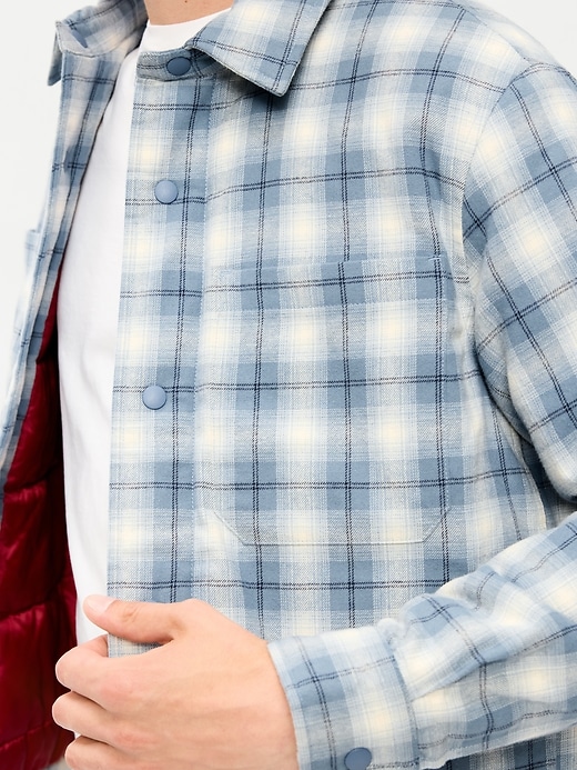 Image number 5 showing, Cropped Insulated Flannel Shacket