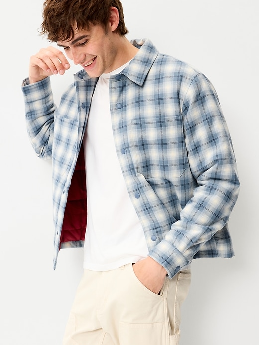 Image number 4 showing, Cropped Insulated Flannel Shacket