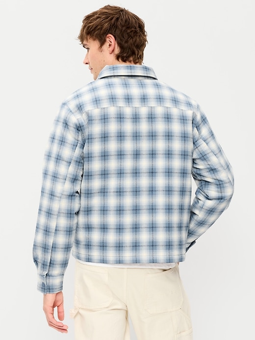 Image number 2 showing, Cropped Insulated Flannel Shacket