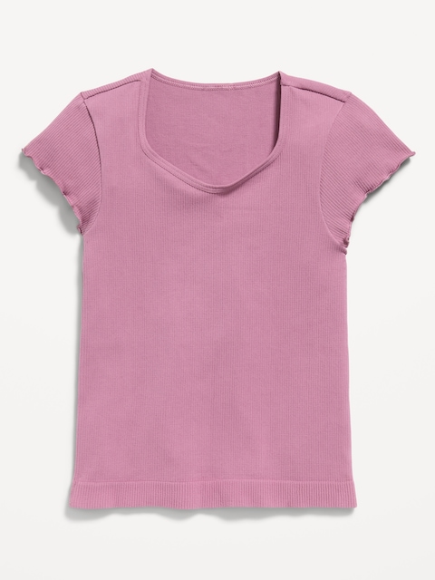 Fitted Seamless Ribbed Performance Top for Girls