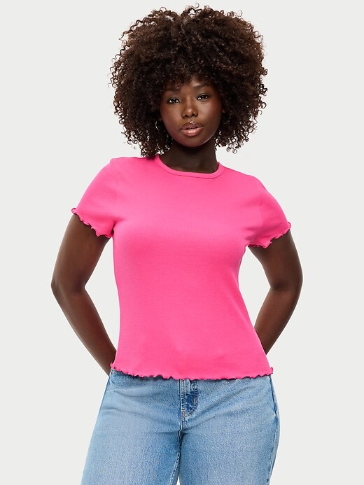 L'image numéro 6 présente T-shirt ajusté court en tricot gaufré