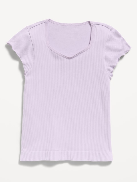 Fitted Seamless Ribbed Performance Top for Girls
