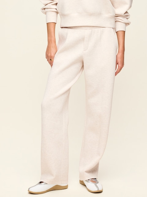 PANTALON EN MOLLETON RAFFINÉ À TAILLE HAUTE