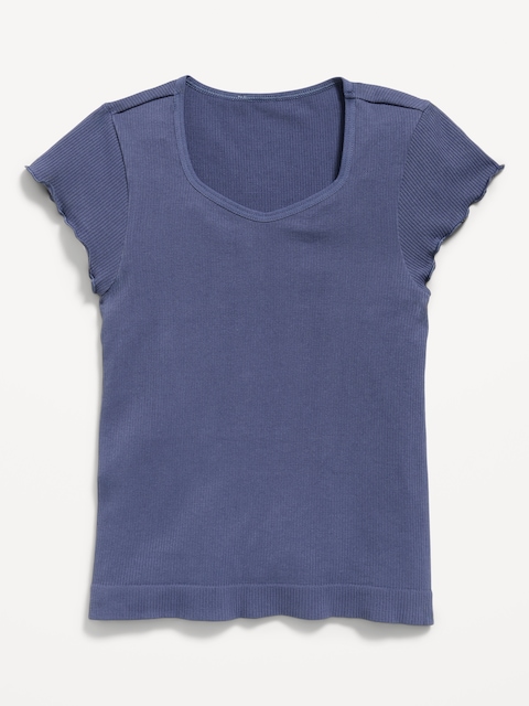 Fitted Seamless Ribbed Performance Top for Girls