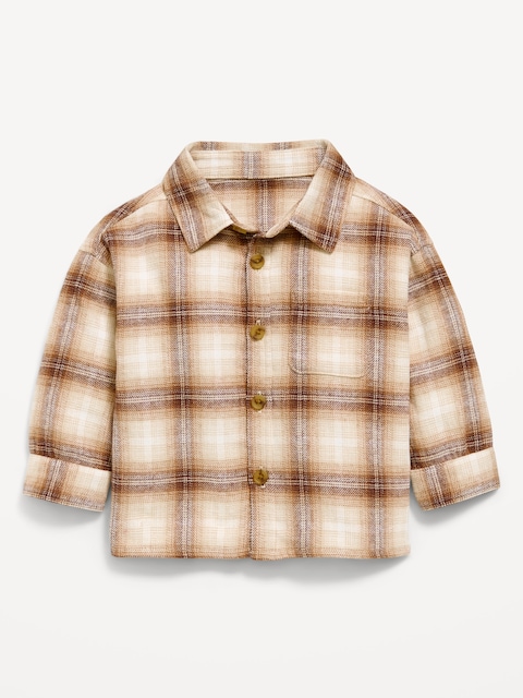 Long-Sleeve Plaid Flannel Shirt for Baby