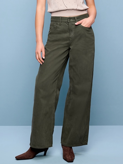 Image number 2 showing, High-Waisted Baggy Wide-Leg Jeans