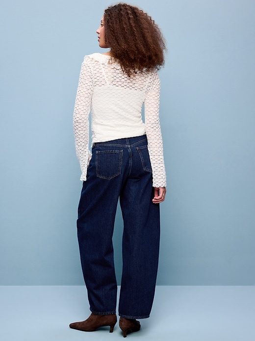 Image number 3 showing, High-Waisted Rounded Wide-Leg Barrel Jeans