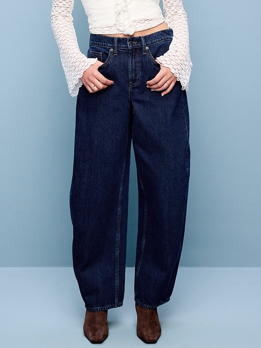 Image number 2 showing, High-Waisted Rounded Wide-Leg Barrel Jeans