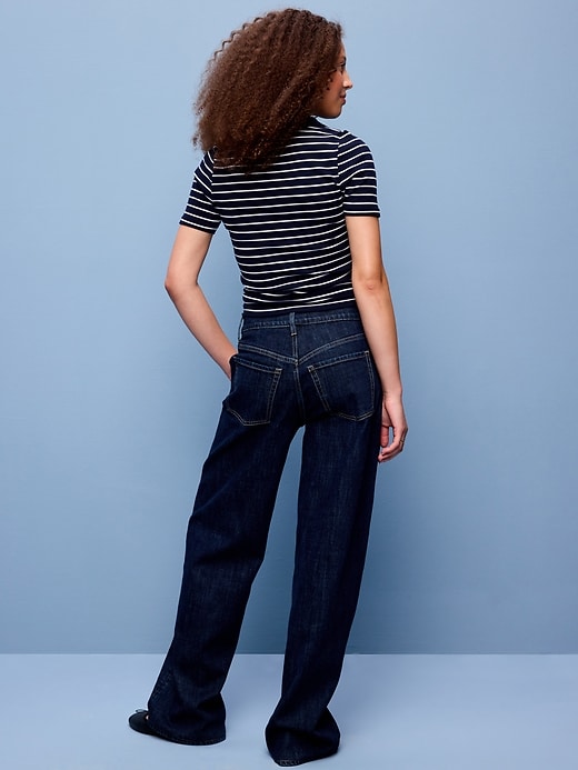 L'image numéro 3 présente Jean coupe généreuse jambe large à taille basse