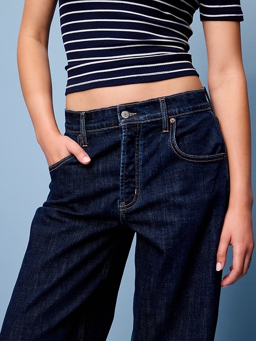 L'image numéro 5 présente Jean coupe généreuse jambe large à taille basse