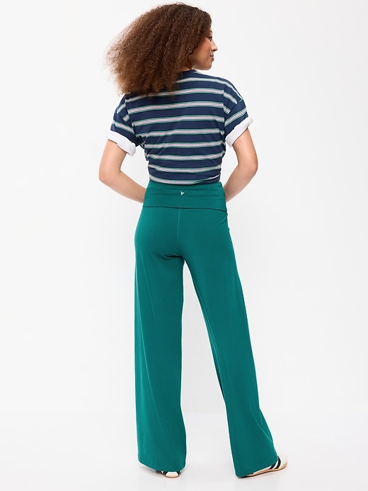 Image number 3 showing, High-Waisted PowerChill Fold-Over Wide-Leg Pants