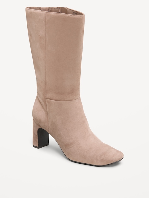BOTTES MI-MOLLET À BOUT CARRÉ POUR FEMME