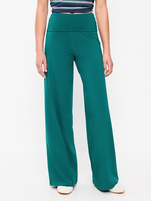 Image number 1 showing, High-Waisted PowerChill Fold-Over Wide-Leg Pants