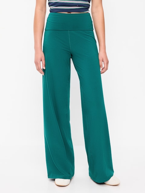 High-Waisted PowerChill Fold-Over Wide-Leg Pants