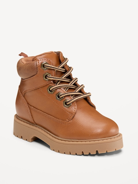 Faux-Leather Work Boots for Toddler Boys