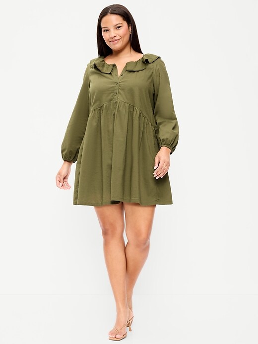 Image number 4 showing, Long-Sleeve Ruffle-Collar Swing Mini Dress