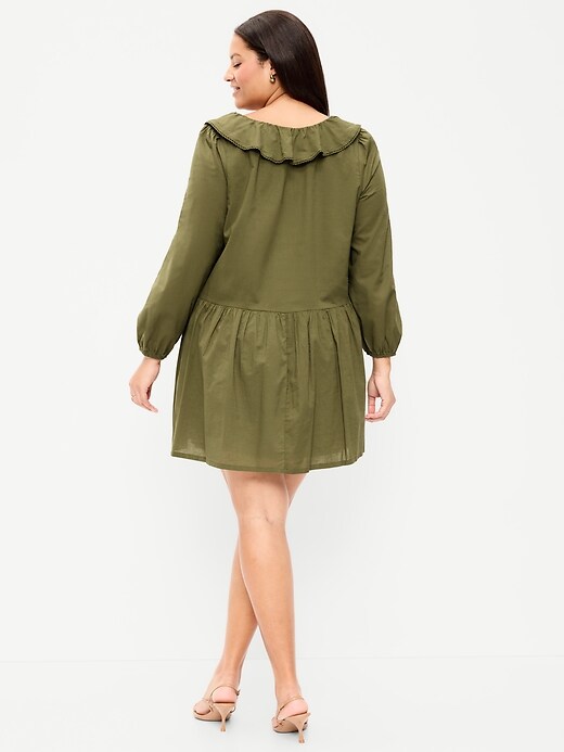 Image number 5 showing, Long-Sleeve Ruffle-Collar Swing Mini Dress