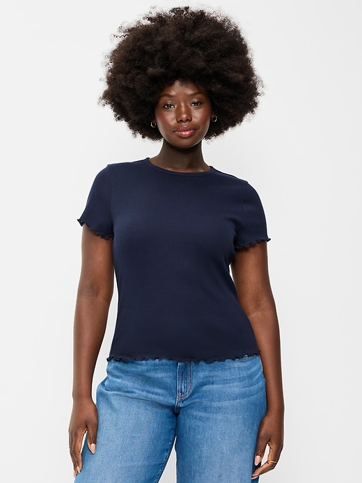 L'image numéro 6 présente T-shirt ajusté court en tricot gaufré
