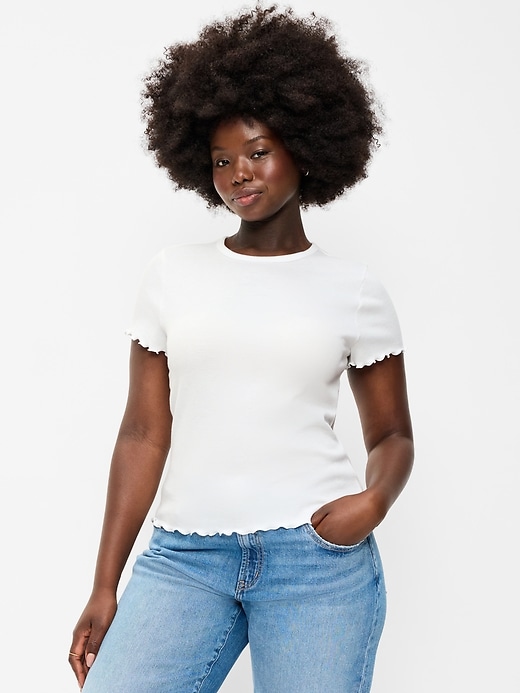 L'image numéro 6 présente T-shirt ajusté court en tricot gaufré