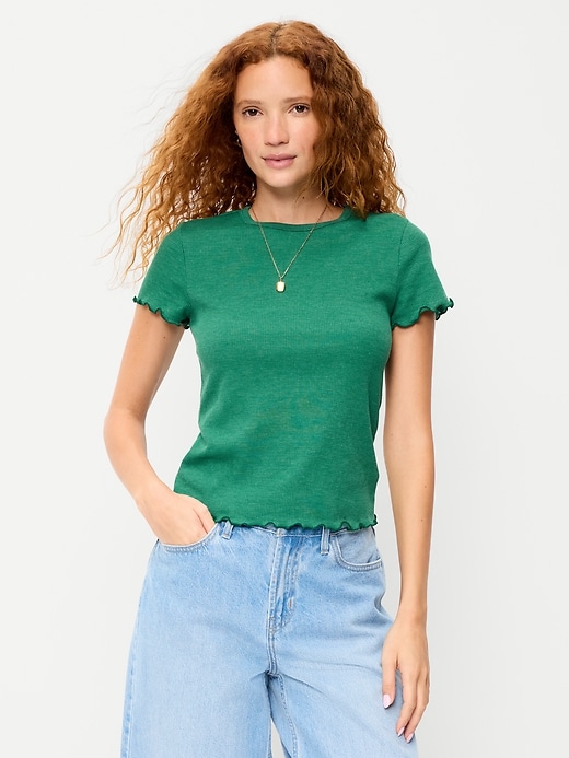 L'image numéro 1 présente T-shirt ajusté court en tricot gaufré