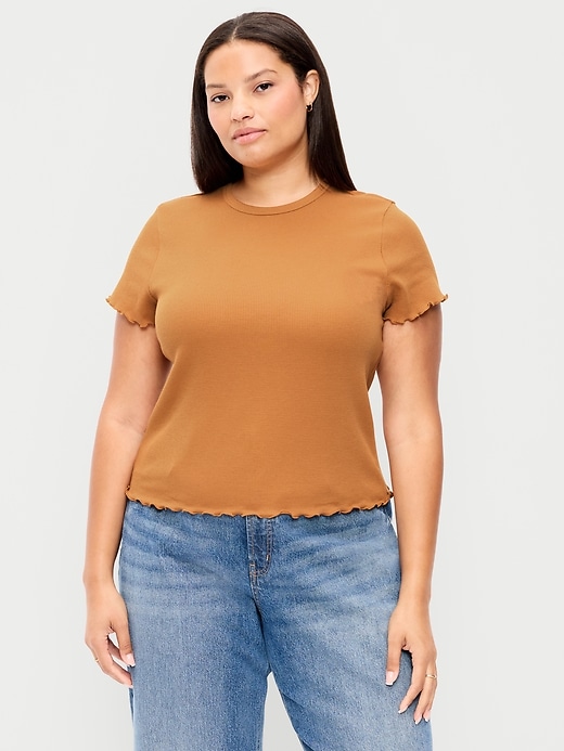 L'image numéro 8 présente T-shirt ajusté court en tricot gaufré
