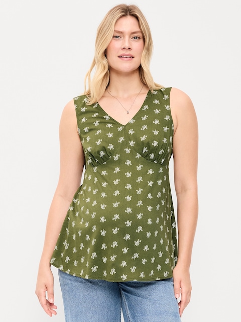 Maternity Sleeveless V-Neck Tie-Back Top