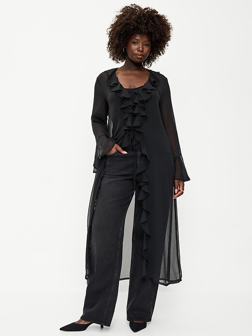 Image number 5 showing, Long-Sleeve Sheer Chiffon Duster